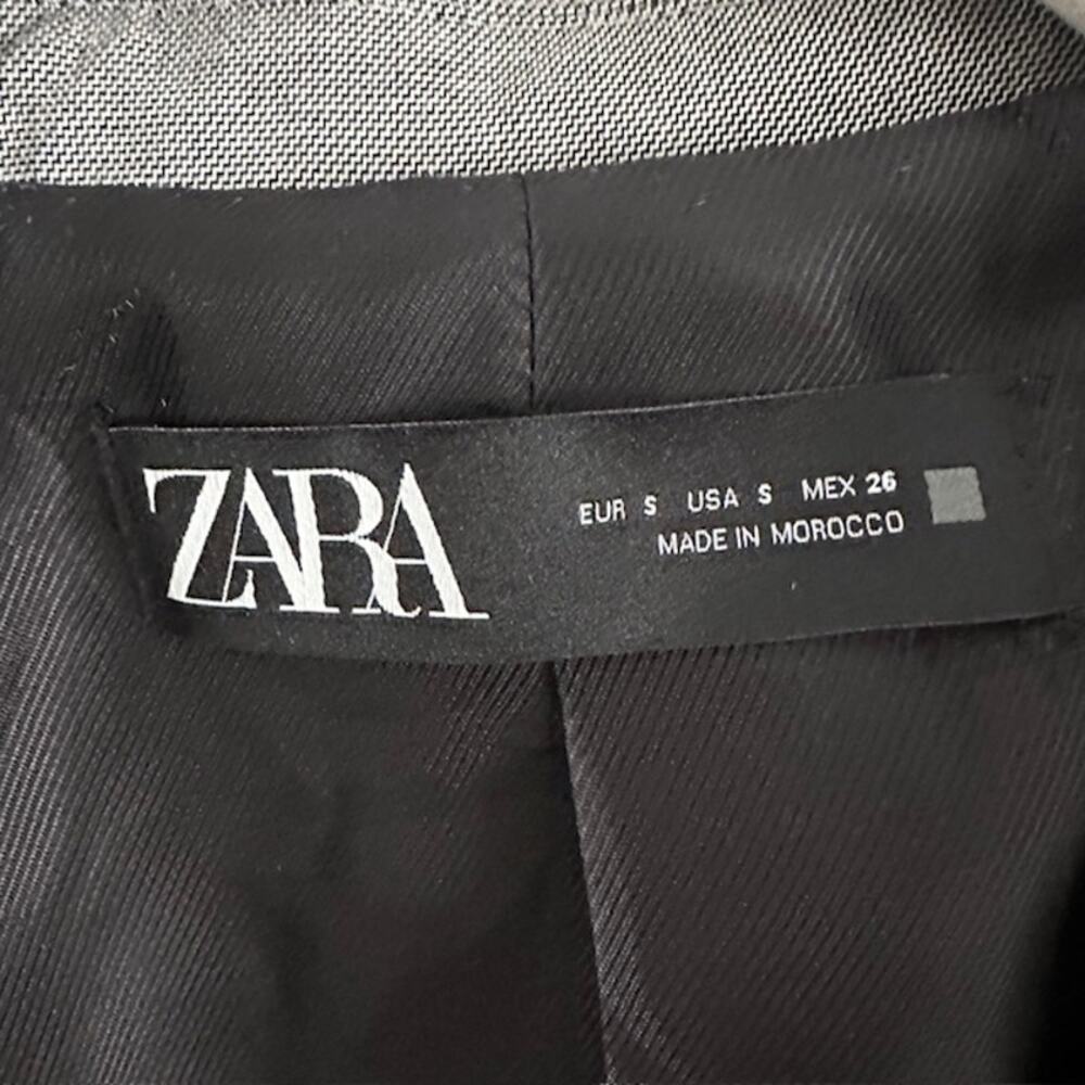 ZARA Gray Tailored Double Button Blazer Women's Small Glen 540 - Picture 8 of 10